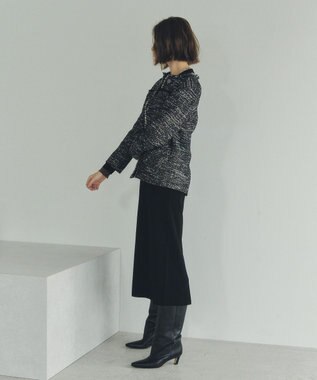 YECCA VECCA ノーカラーツイードジャケット Black