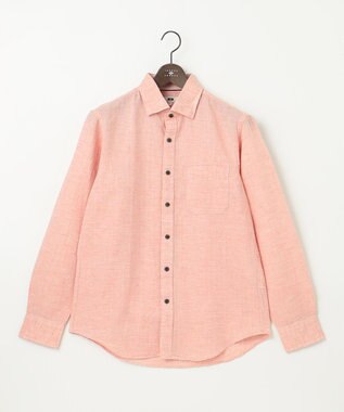 JOSEPH ABBOUD 【キングサイズ・カラー豊富/サステイナブル】リヨセルリネンサッカーシャツ オレンジ系