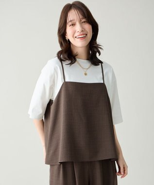 ANY 【2SET】2WAYビスチェ×ワイドパンツセットアップ ブラウン