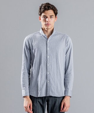JOSEPH HOMME トライジャガードストレッチ　ウィングカラーシャツ ライトグレー系
