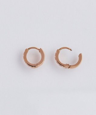 Phoebe 【金属アレルギー対応】ワンタッチビジューフープミニピアス　ローズゴールド/サージカルステンレス ローズゴールド