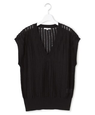 23区 【SLOW/一部店舗限定】フリンジニット ジレ ブラック系