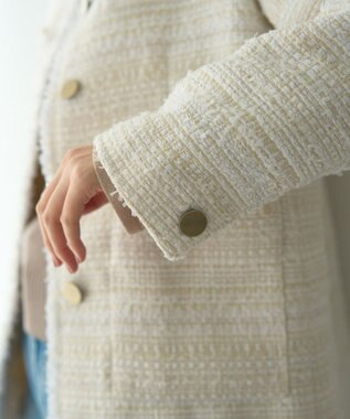 YECCA VECCA ノーカラーツイードジャケット Ivory