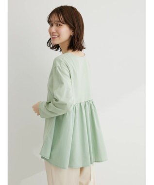 Green Parks バックギャザー布帛切替プルオーバー Green