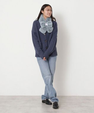 MOONBAT 【新色追加】PAUL & JOE ACCESSOIRES フェイクファーリボンマフラー ペールスカイ