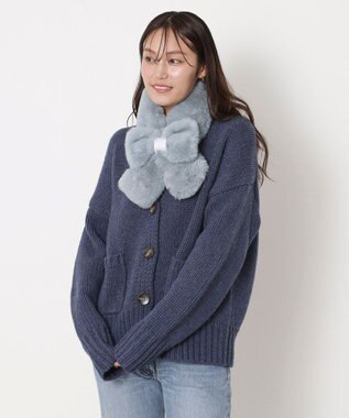 MOONBAT 【新色追加】PAUL & JOE ACCESSOIRES フェイクファーリボンマフラー ペールスカイ