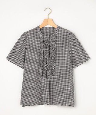 組曲 【先行予約】【WEB限定】サッカーギンガムチェック フロントフリルブラウス