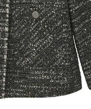 YECCA VECCA ノーカラーツイードジャケット Black