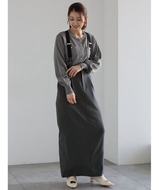 Te chichi サスペンダータイトスカート グレー