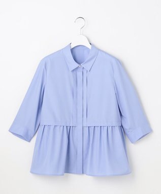 ANY SIS フレアペプラム シャツ サックスブルー