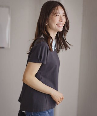 組曲 S 【2WAY】レース襟フレンチテリー カットソー スレートグレー系