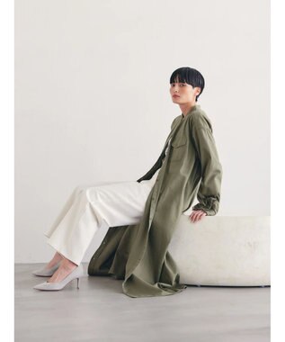 AMERICAN HOLIC ツイルＷポケットＡラインワンピース Khaki