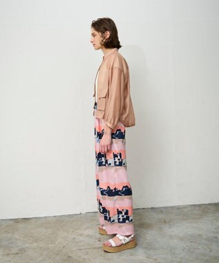 GRACE CONTINENTAL マリンプリントイージーパンツ ピンク