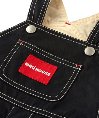 MIKI HOUSE HOT BISCUITS 【ミキハウス】【70-100cm】６分丈オーバーオール 黒