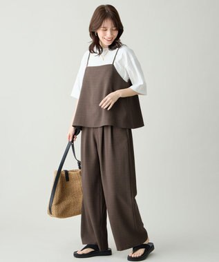 ANY 【2SET】2WAYビスチェ×ワイドパンツセットアップ ブラウン