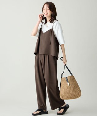 ANY 【2SET】2WAYビスチェ×ワイドパンツセットアップ ブラウン