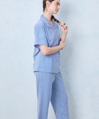 une nana cool 【綿混】ロンドンストライプ半袖パジャマ MADE WITH LIBERTY FABRIC BU