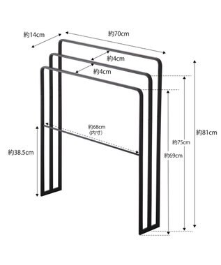 tower 横から掛けられるバスタオルハンガー 3連 タワー ブラック ブラック