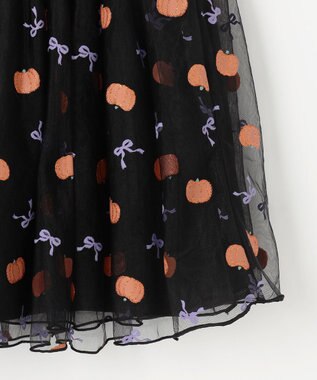 ANY KIDS ラメチュールフレアスカート ブラック×カボチャ