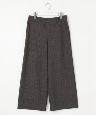 J.PRESS LADIES 【洗える】T/Rアルガンシルク チェック ワイド パンツ ブラウン系3