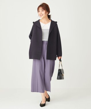 ANY SIS 【保温性あり/洗える】サーモ 2WAYストレッチ ワイドパンツ ラベンダー