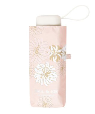 MOONBAT 【一級遮光/コンパクト】PAUL & JOE 晴雨兼用 日傘 折りたたみ日傘 軽量 総柄クリザンテーム 遮熱 UV ピーチ