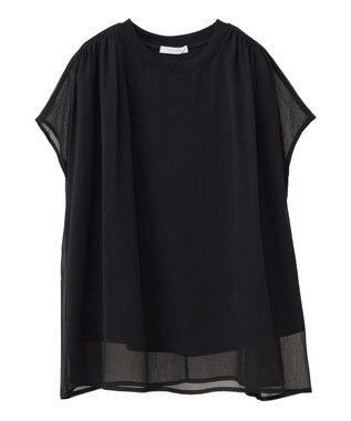 Green Parks 楊柳ドッキングフレンチプルオーバー Black