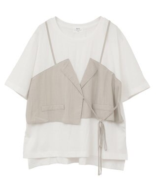 YECCA VECCA ビスチェレイヤード風デザインTee White