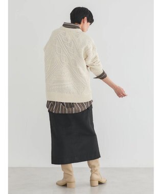 AMERICAN HOLIC パッチワークケーブルニットチュニック Ivory