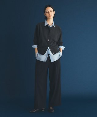 UNFILO 【11サイズ展開】 BEAUTY MOVE タックワイドパンツ ネイビー