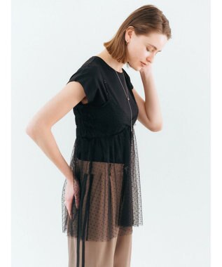 YECCA VECCA 【2点SET】マルチwayチュールオーバーキャミSET/Tee Black