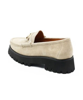 APOM 本革トラックソールホースビットローファー40 ベージュスエード