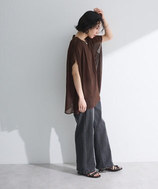 Green Parks 楊柳ドッキングフレンチプルオーバー Brown