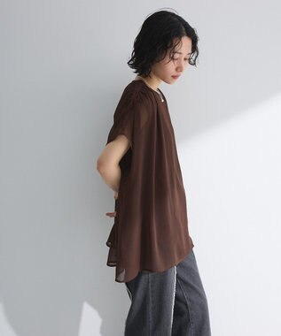 Green Parks 楊柳ドッキングフレンチプルオーバー Brown