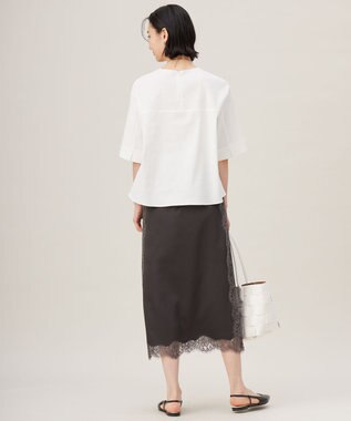 自由区 【洗える】サテンレース スカート バーント×バーント