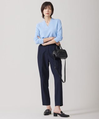 ICB 【WEB限定カラーあり・洗える】 シンセティックフルニードル Vネックプルオーバー サックスブルー系