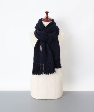 AURORA 【 POLO RALPH LAUREN（ポロ ラルフ ローレン） 】Polo ベア ケーブルニット ウールブレンド マフラー ネイビー