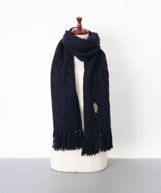 AURORA 【 POLO RALPH LAUREN（ポロ ラルフ ローレン） 】Polo ベア ケーブルニット ウールブレンド マフラー ネイビー