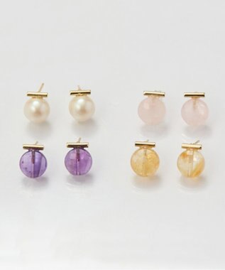 Phoebe 【金属アレルギー対応】パワーストーンバーピアス　アメシスト/天然石 パープル