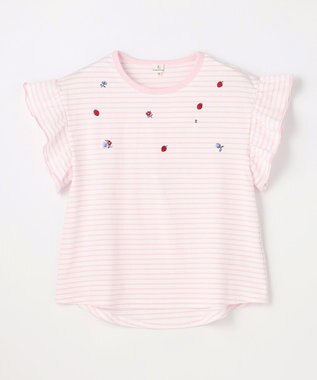 組曲 KIDS 【150-160㎝】 フルーティーボーダーTシャツ ピンク