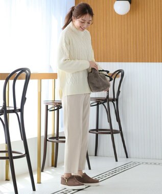 ANY 【ウエストゴム/リントラク加工/裏起毛/ストレッチ】シークレットウォーム　テーパードパンツ アイボリー