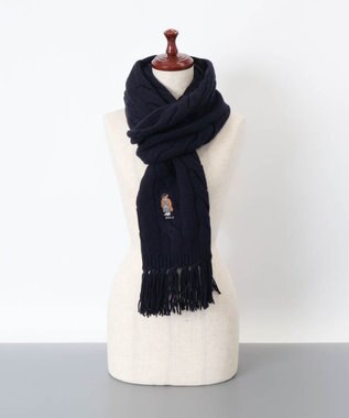 AURORA 【 POLO RALPH LAUREN（ポロ ラルフ ローレン） 】Polo ベア ケーブルニット ウールブレンド マフラー ネイビー