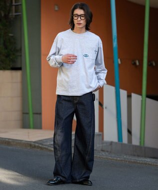 WEGO ポケット刺繍BIG　T（長袖） アッシュグレー