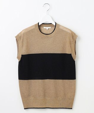自由区 【カタログ掲載・アンサンブル対応・洗える】ラメシアープルオーバー ニット ブロンズ×ブラック
