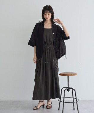 YECCA VECCA 　裾ドロストメッシュシャツ Black