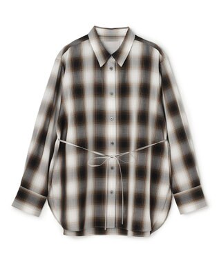 UNFILO レギュラーカラー ポプリンシャツ オンブレーチェック