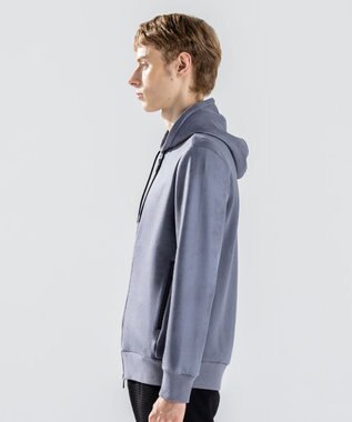 JOSEPH HOMME 新素材【ストレッチ/光沢感】レザーライクジャージーコンビ　フーディー ライトグレー系