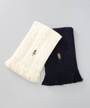 AURORA 【 POLO RALPH LAUREN（ポロ ラルフ ローレン） 】Polo ベア ケーブルニット ウールブレンド マフラー ネイビー