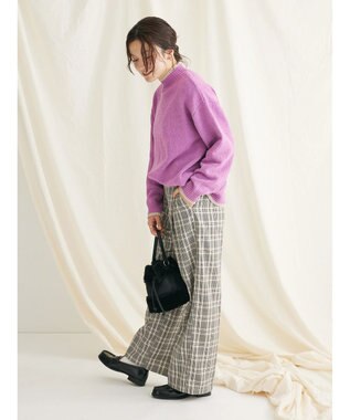 CRAFT STANDARD BOUTIQUE 洗えるモールニット配色プルオーバー Purple