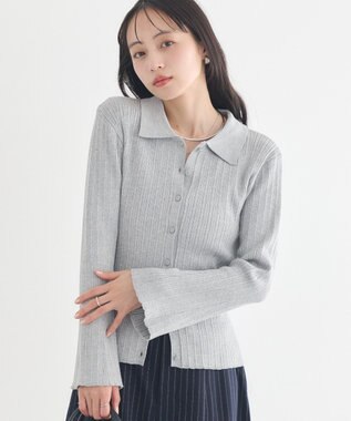 earth music&ecology レギュラーカラーニットカーディガン Gray